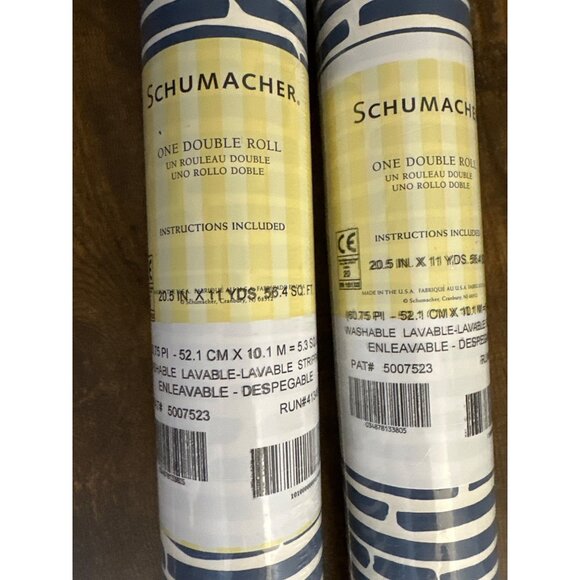 New Schumacher Bamboo-Marine Luxury Decor Wallpaper Lot of 2 Rolls - Picture 9 of 9